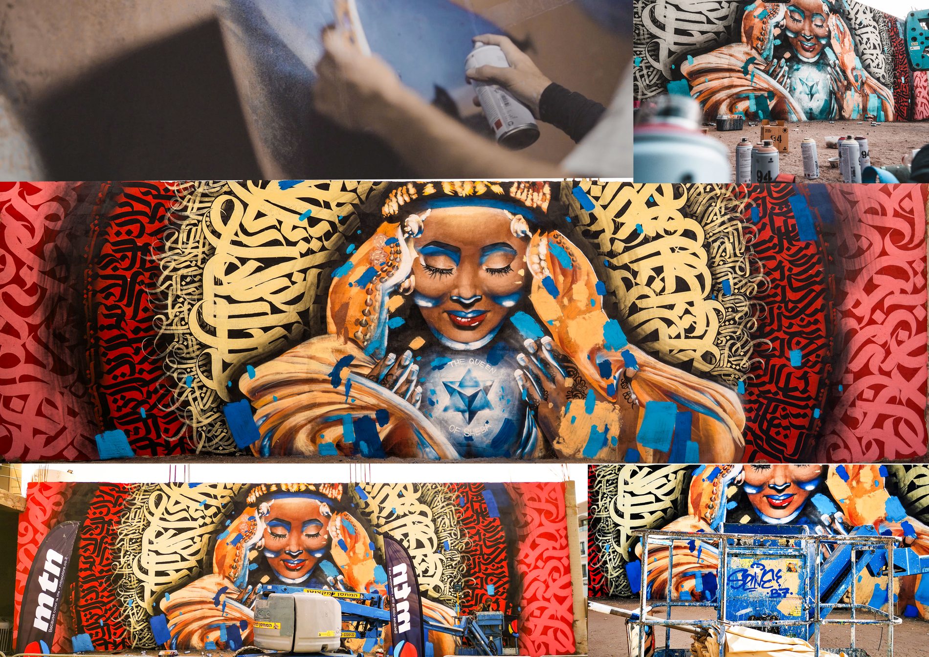 Queen of Sheba — large-scale figurative mural by SPINE B7