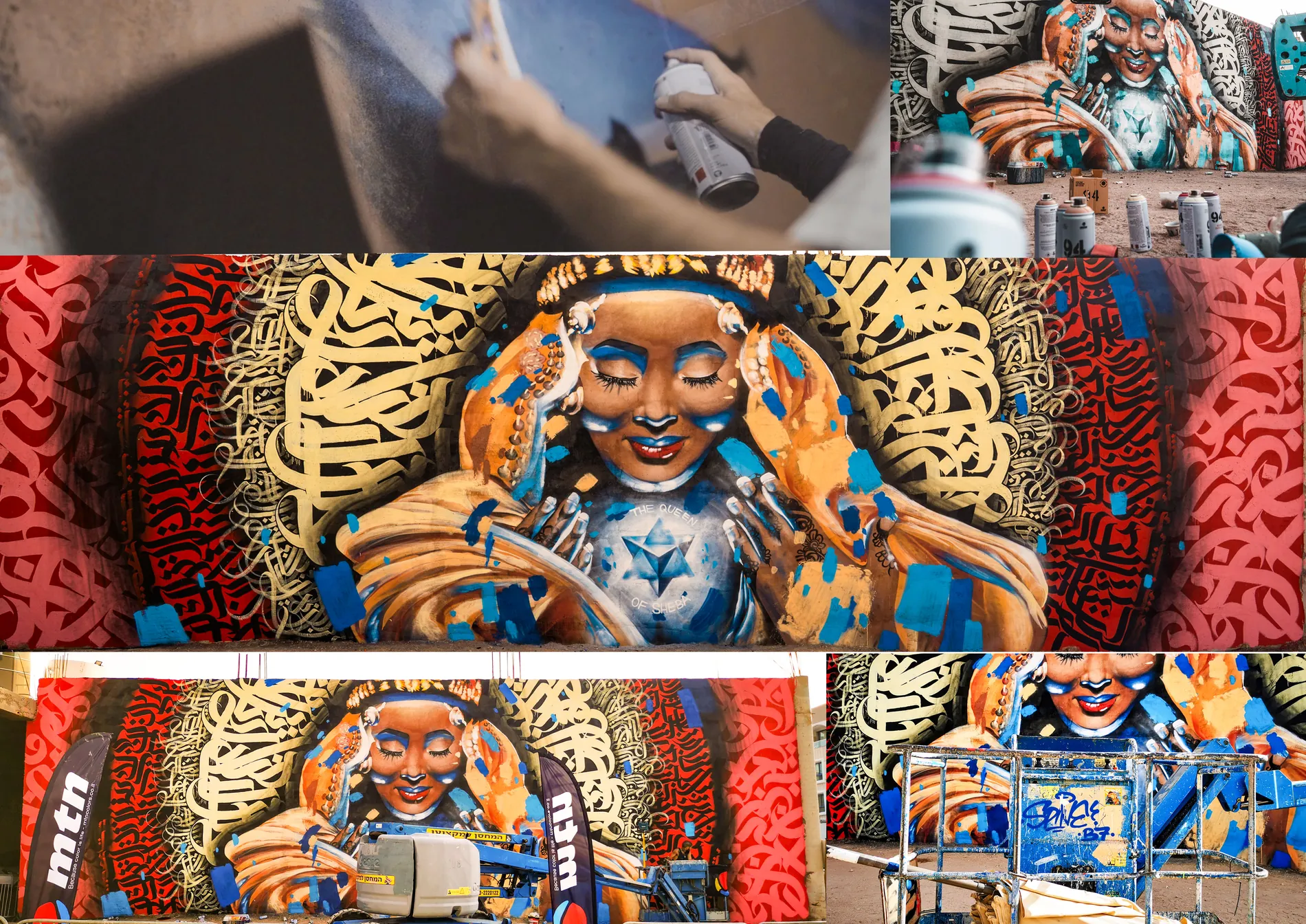 Queen of Sheba — large-scale figurative mural by SPINE B7