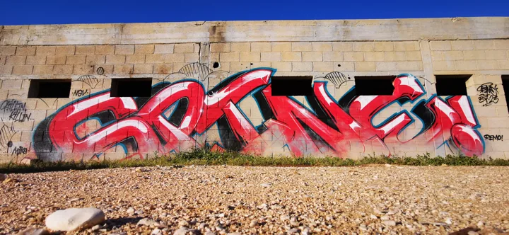Red lettering