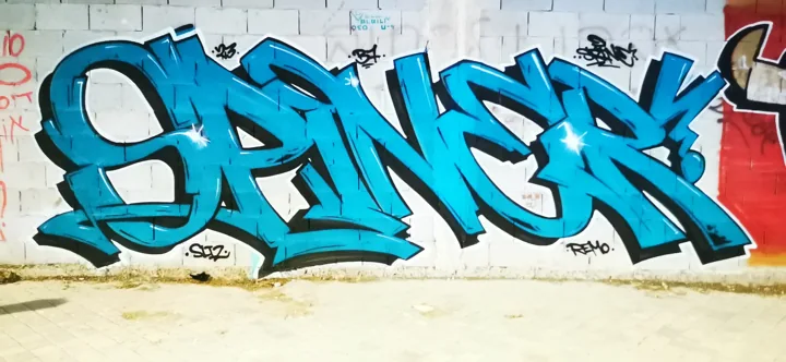 Turquoise lettering