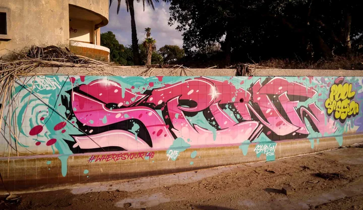 Pink lettering