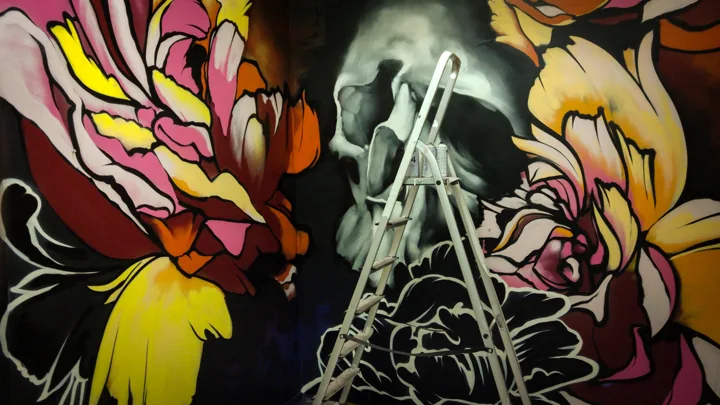 Tattoo studio · floral mural