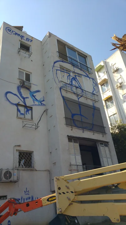 The first bear outline mapped onto the building.