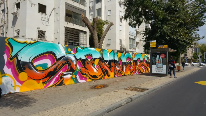 The completed 23-metre fence viewed from the street.