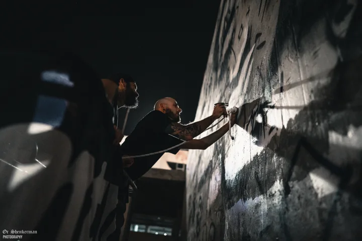 Painting together at night