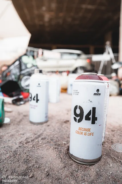 Spray paint cans on site