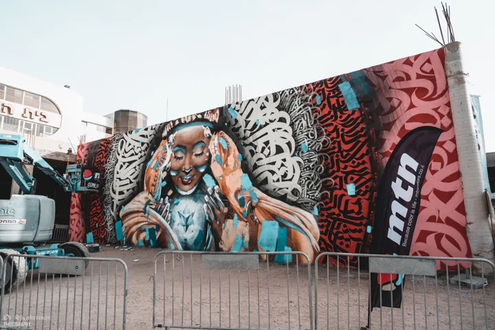 Completed mural viewed from the side